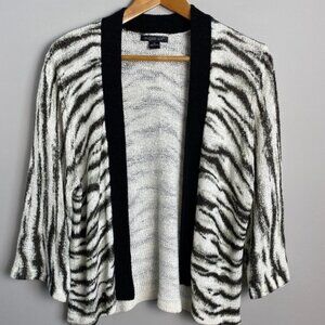 August Silk Women's Abstract Zebra Stripe Long Sleeve Open Front Cardigan XL
